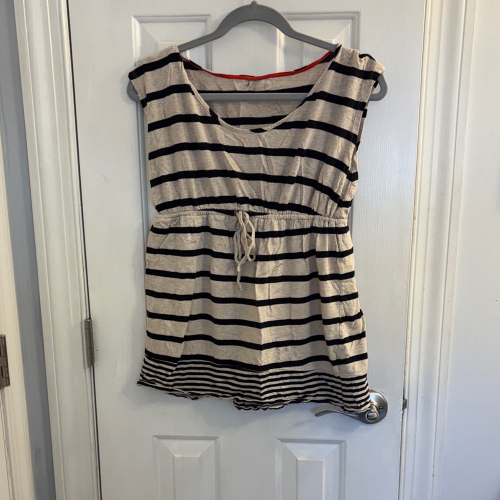 Casual Striped Black and Cream Tunic Top - Maternity